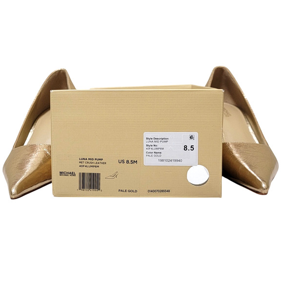 Michael Michael Kors Women Luna Mid Pump Heels Size US 8.5M Pale Gold Leather - Picture 5 of 5